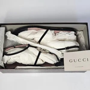 Gucci Black Suede Crystal Interlocking G T-Strap Flat Sandals Glam Size 37.5 thumbnail 14