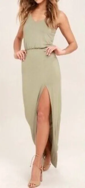 Lulus Women's XS Olive Green Maxi‎ Dress Party Cocktail Summer thumbnail 1