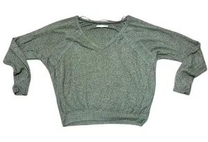 Free People We The Free Santa Clara Thermal Top Olive Green Waffle Knit Medium thumbnail 1