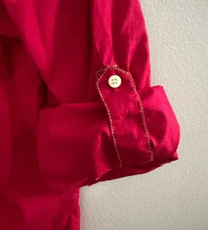 Tommy Hilfiger Top Button Down Long Sleeve Chest Pockets Red Medium thumbnail 6