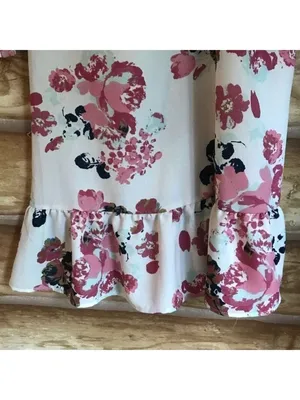 Indulge In Style floral one shoulder bell sleeve Medium dress thumbnail 6