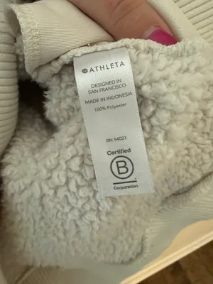 Athleta Ivory Sherpa Quarter Zip Hoodie XS thumbnail 5