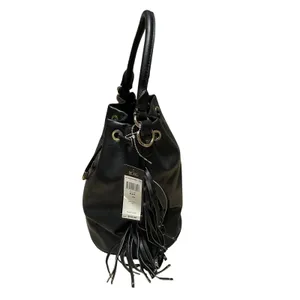 BCBG Paris‎ fringe bucket bag black vegan drawstring shoulder convertible NEW thumbnail 5