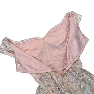Blush Pink Embroidered Lace Wedding Guest Dress Size Large 3D Floral Formal thumbnail 6