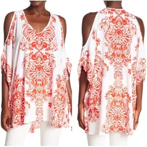 Show Me Your Mumu Peta Boo Tunic Top Dress‎ Red White Small Oversized Artsy Boho thumbnail 3