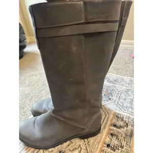 Eddie Bauer Trace Boots Womens 9.5 Gray Leather Zip Tall‎ Riding Waterproof thumbnail 6
