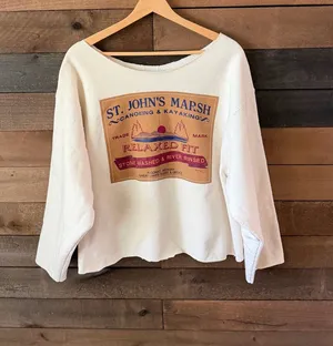 Vintage St. John’s Marsh Canoeing Kayaking Cropped Terry Sweatshirt Michigan thumbnail 1