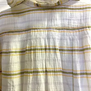 FREE PEOPLE-Rolling Clouds 100% Cotton Hoodie Pocketed White Stripe Blouse-Small thumbnail 8