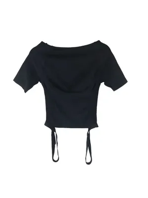 Halara Black Solid Short Sleeve Pullover Top With Adjustable Straps Size M thumbnail 2