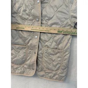 Abercrombie & Fitch Quilted Liner Jacket Womens Small Tan Beige Fleece Snap thumbnail 5