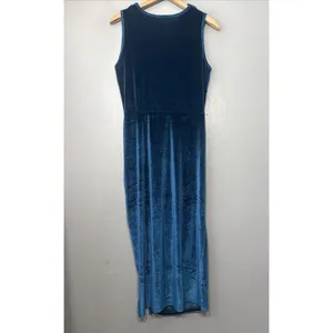Zaful Velvet Midi Dress Size 6 Blue Ruched Party Fairy Whimsigoth Wedding Guest thumbnail 7