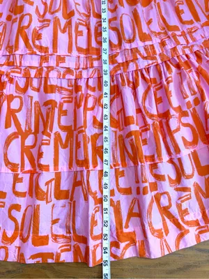 Anthropologie The Somerset French Writing Maxi Dress Pink Orange Size Medium thumbnail 9