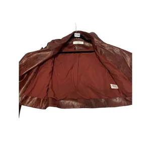 Wild Fern size medium distressed faux leather red Moto jacket thumbnail 8