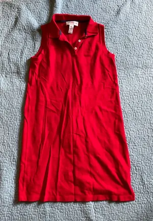 Red mid dress with collar, cute summer dress, sleeveless casual dress thumbnail 1