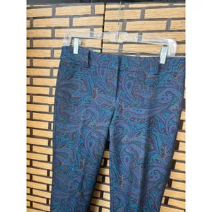 Talbots Hampshire Blue Paisley Print Dress Pants Size‎ 4P thumbnail 3