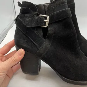 Sam Edelman Black Suede Ankle Boots Buckle Western Booties Womens 8 thumbnail 3
