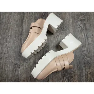 Journee Collection Brydie Platform Mule Beige Tan Heels Shoes Size 10 thumbnail 3