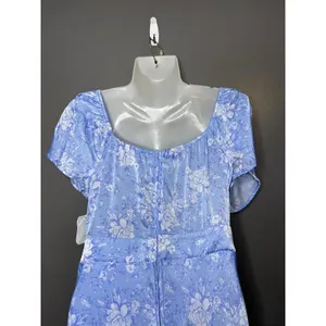 Altar'd State Dress Womens Medium Blue Floral Tie Front Flutter Sleeve Maxi thumbnail 9