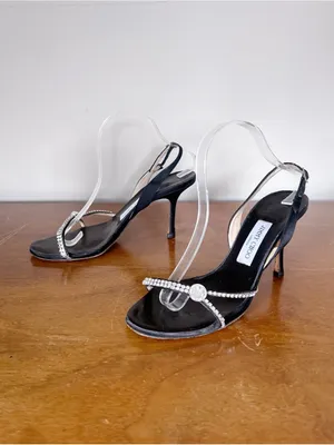 Jimmy Choo • Bianca Jewel Satin Sandal black slingback crystal rhinestone Y2K thumbnail 12