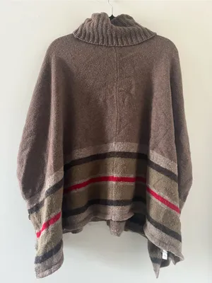 Loft Brown Cowl Neck Wool Blend Knit Poncho Sweater XS Equestrian Fall Oversized thumbnail 6