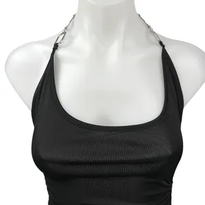 I.AM.GIA Halley Black Halter Tie Scoop Neck Chain Mini Bodycon Dress Size M thumbnail 5