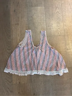 free people printed sleeveless lace trim tank top thumbnail 3