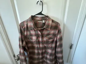 L.L.Bean Relaxed Fit Plaid Cotton Flannel Button-Up Shirt Brown Pink Size L thumbnail 5