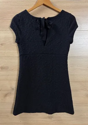 Kimchi Blue Black Textured Cap-Sleeve Super Mini Dress thumbnail 1