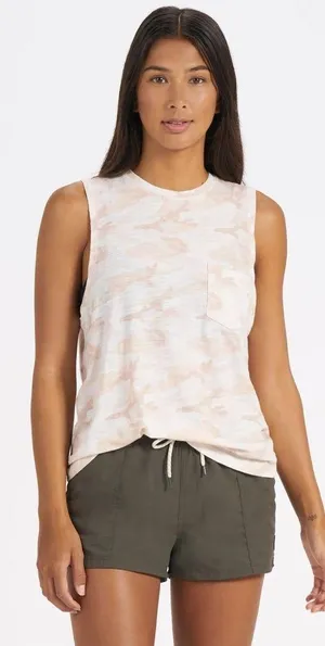 Vuori Women’s Sunset Tank Top Sleeveless Pima Cotton Slub in Bisque Camo XL thumbnail 1