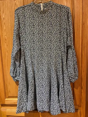 Derek Lam 10 Crosby Long Sleeve Mock Neck Blue Floral Print Mini Dress Size 6 thumbnail 3