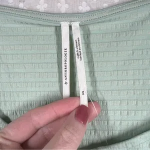 Anthropologie NWT Light Green Smocked Bat Sleeve‎ Top thumbnail 5