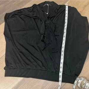 NWOT Zara surplice black neck tie top size M thumbnail 9
