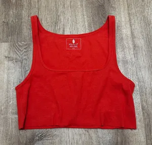 Free People Movement | Women's Red Square Neck Ribbed Crop Tank‎ Top, Size M thumbnail 1