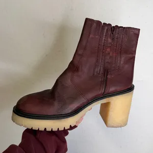 Free People James Wine Leather Platform Heeled Boots thumbnail 2