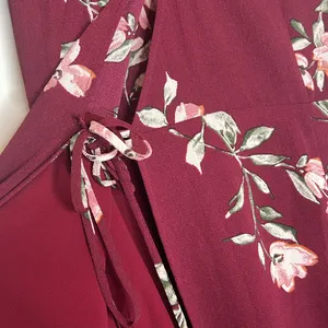 Lulus September Sunsets Burgundy Floral Maxi Wrap Dress thumbnail 5