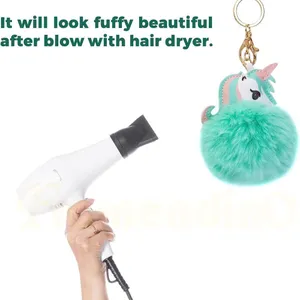 Bunny Rabbit Faux Leather Pompom Key Ring Purse Charm thumbnail 4