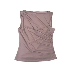 Abercrombie & Fitch Sheer Mesh Draped Tank Top Size S Beige Ruched Going Out thumbnail 2