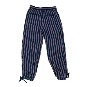 ANTHROPOLOGIE Striped Silky Tie Joggers in Black/Red‎ sz small thumbnail 7