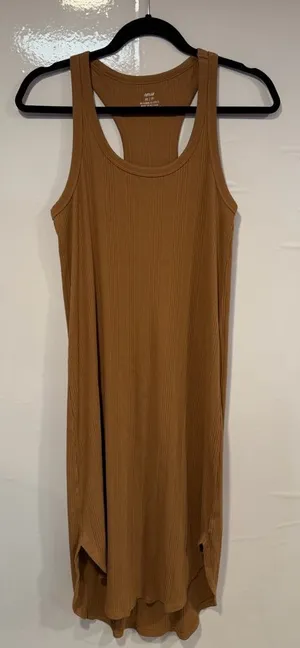 NWT Aerie‎ rustic brown ribbed midi dress thumbnail 1