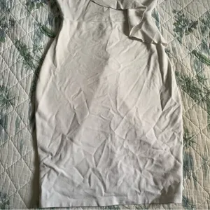 Aqua Ruffle Asymmetrical Bodycon Bridal Shower Dress M White thumbnail 5