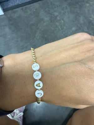 Jacksonville jaguars Gold Bead Bracelet with White Letter Beads - JAGS thumbnail 3