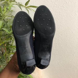 Life in Progress 90s Dark Navy Blue open peep toe pumps kitten heels bow detail office siren core #coquette #academia #preppy Size 6M thumbnail 7