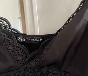 ZARA Black Combined Satin Lace Trim Cropped Bralette Top thumbnail 6