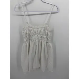SHEIN Women Dress White Smocked Lace Trim Button Front Size Medium thumbnail 3