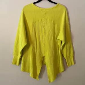 We The Free Chartreuse Waffle Knit Long Sleeve Shirt Boho Cotton Women's Small thumbnail 5