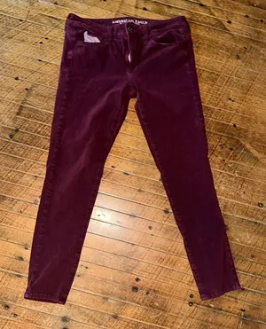 American Eagle 8 burgundy stretchy normcore basic jeggings thumbnail 1