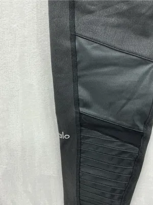 ALO Yoga Black Ribbed Moto-Style High-Waist Leggings 1159 thumbnail 6