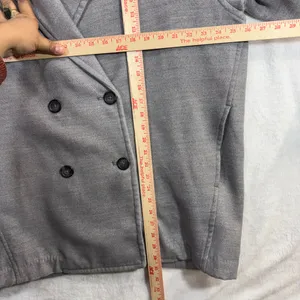 Free People S Oversized‎ Double Breasted Knit Blazer Jacket Gray Minimal Winter thumbnail 12