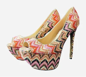 Betsey Johnson Bardot‎ Heels 9 M Fabric Platform Stiletto Heels thumbnail 1