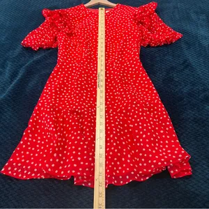 Keepsake Moonshine Dress Red Polka Dot Chiffon Flutter Sleeve Mini Dress Size XS thumbnail 16